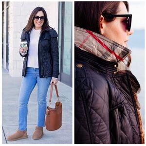 BURBERRY BRIT || Finsbridge Diamond Quilted Puffer Jacket Navy Blue Check Medium